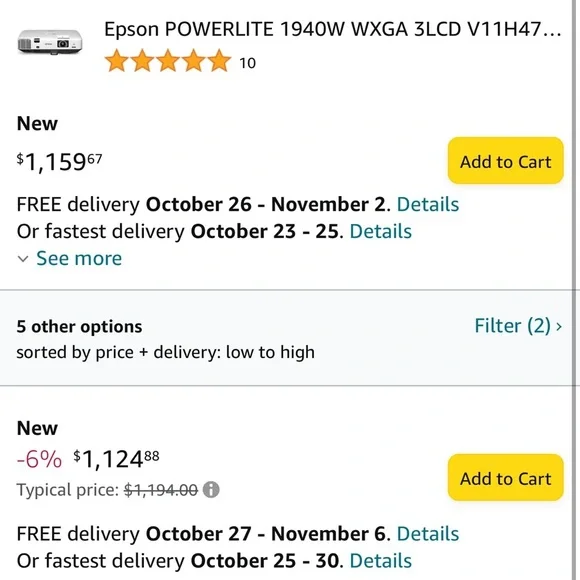 white Epson full HD cinema powerlite h474a 1940w 3LCD projector | 4200 lumens - Picture 7 of 8